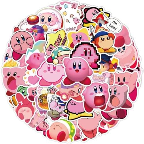 Kirby Star Stickers 50pcs Lovely Cartoon Anime Graffiti Stickers Notebook Trolley Suitcase Guitar DIY Decal Toys Kids Gift