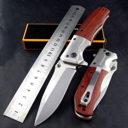 8.2'' Folding Blade Knives 7Cr18Mov Blade Steel + Rosewood Handle Knife Camping Survival Pocket Outdoor Hunting Knife EDC Tools