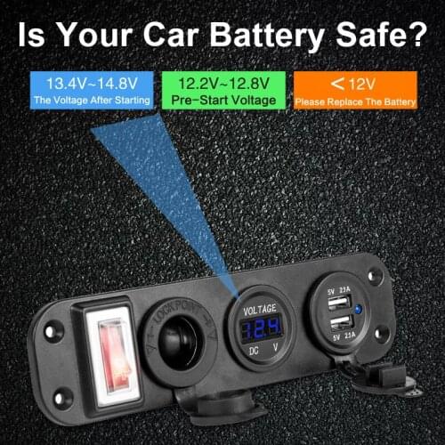 AOZBZ Car 5V 3.1A Dual USB Charger Cigarette Lighter Marine Boat Switch Panel 12V LED Voltmeter ON-Off Toggle Switch Panel