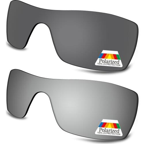 Bwake 2 Pieces Black & Silver Polarized Replacement Lenses for-Oakley Oil Rig Sunglasses Frame