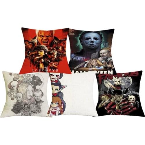 C01104 Film Poster Horror Killers Print Throw Pillows for Couch Halloween Decorative Pillow Covers Cushion Case Sofa Theme Club