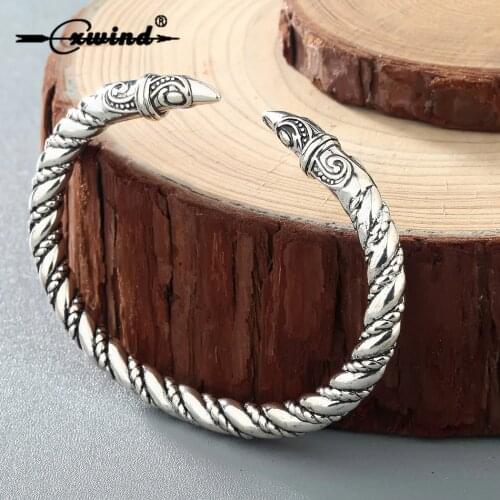 Cxwind Viking Raven Symbol Large Bracelet Bronze Jewelry Viking Pagan Oath Mens Cuff Twist Retro Cuff Bracelet Bangle