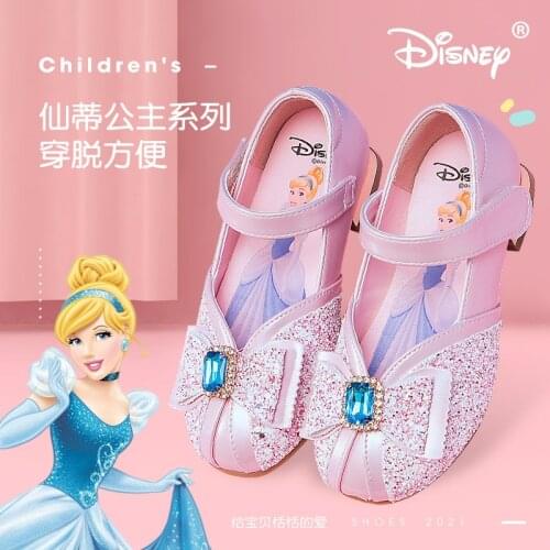 Disney Princess Childrens Shoes Spring Summer New Girls' Leather Shoes Bowknot Western Style Soft Sole Sandals Single Shoes