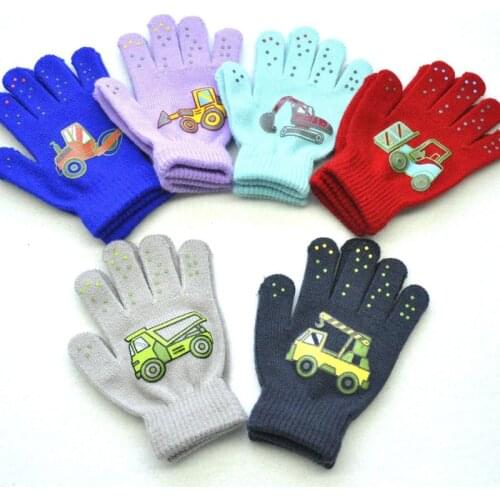 Kids Winter Knitted Glove with Cute Cartoon Pattern Snowdays Fight Warm Glove Knitted Mittens for Boys Girls