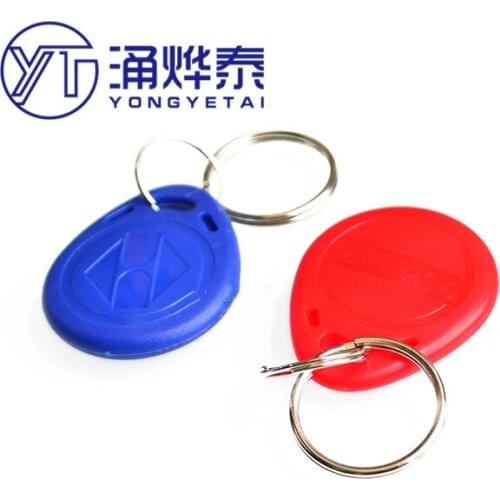 EM4100 ID card keychain access control radio frequency induction card red and blue supporting 125K RFID card reader S
