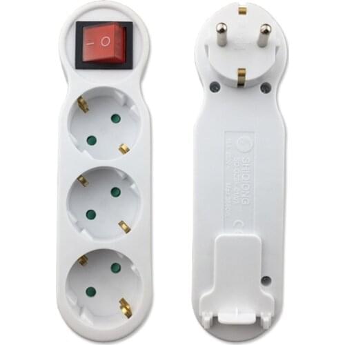 European 250V 16A 3 Jack German EU Power Strip Wiring Board Extension Socket Cable Power Converter with ON/OFF Switch