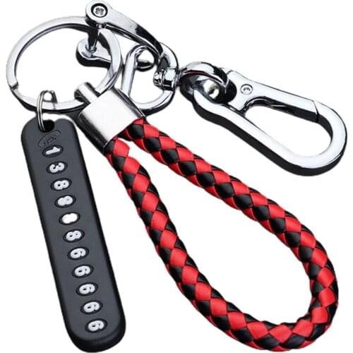 Anti-lost Phone License Plate Car Keychain Pendant Car Vehicle Phone Number Card Keychain Keyring Car Interior Accessories