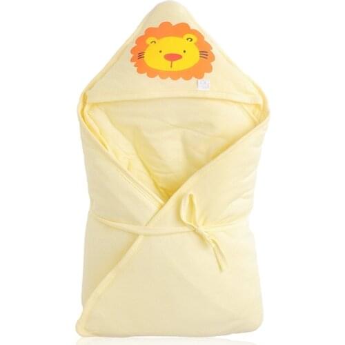 Cotton Girls Boys Baby Blanket Cartoon Animal Print Newborn Swaddle Hooded Wrap