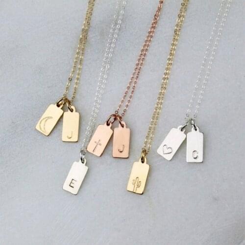 Custom Initial Letter Nameplate Necklace Personalized Jewelry For Mom Gift For Her Dainty Initial Charm Mothers Necklace 2020