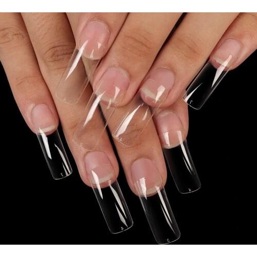 Artificial Nails With Design False Tips 500pcs Fake Short Super Beaute Curve Clear French Charms Decoration Acrylic Stick-On