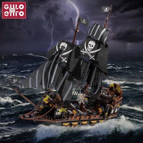 1352PCS Creative Pirate Ship Building Blocks 987PCS The Black Boat Model Bricks Assembly Toys For Children Kids Birthday Gifts