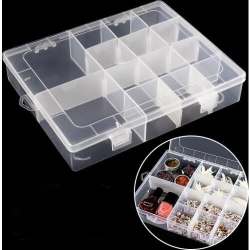 14 Grids Nail Art Storage Box False Nail Jewelry Rhinestones Nail Polish Organizer Container Manicure Accessories Tools