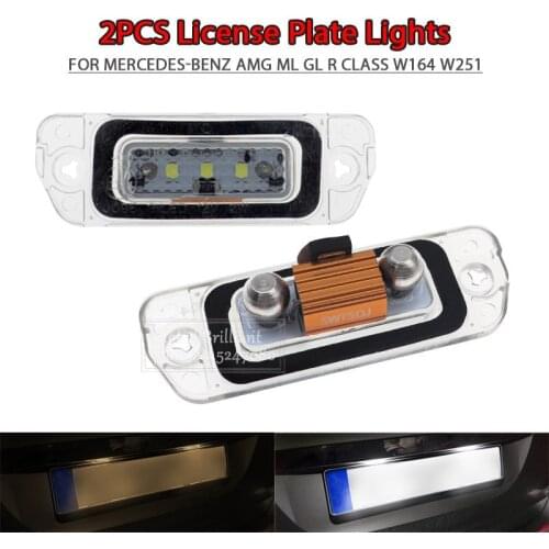 2x Canbus Error Free Led Number Plate Light Bulb For Mercedes Benz W164 X164 W251 ML GL R Class License Plate Lamp White 6000K