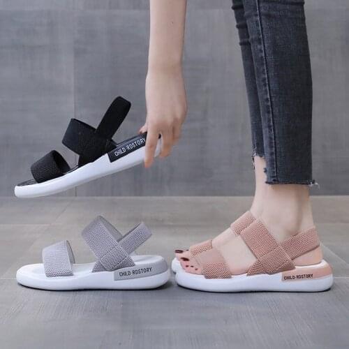Summer Women Casual Sandals Sport Sneakers Outdoor Beach Shoes Flats Pink Gray Black Leisure Sandals Breathable Lady Footwear