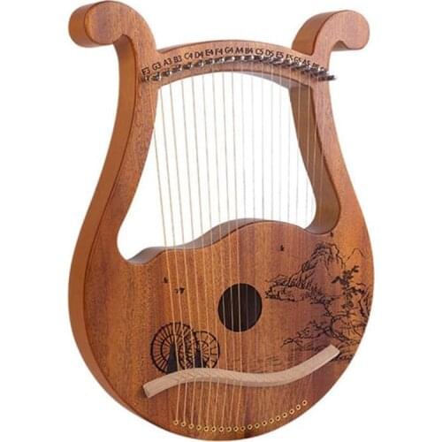 Lyre Harp,19 String Mahogany Lyre Harp,19 String Lyre Unique Patterns Carved Symbols,for Music Lovers Beginners,Etc