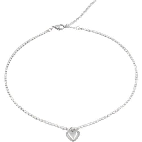 New fashion vintage choker with rhinestones harajuku accessories for women simple statement cute heart pendant womens necklaces