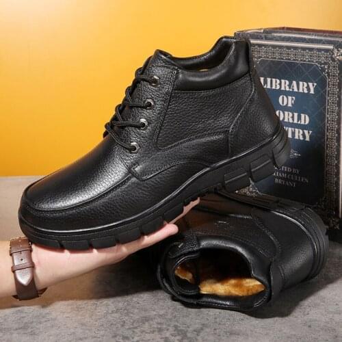Mew Winter Mens Shoes Fur Snow Boots Lace-up High Quality Genuine Leather Business Dress Shoes Keep Warm Designer Luxury Boots