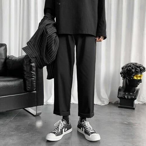 Japan Style Mens Black Harem Pants Streetwear Male Trousers Male Plus Size Straight Loose Hip Hop Ankle-Length Wide Leg Man Pant