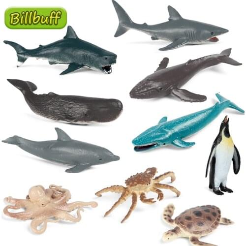 New Simulation Ocean Animal Model Set Figures Shark Whale Turtle Dolphin Swordfish Action Figures Educational toys for kids Gift