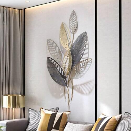 Light Luxury Home Wall Decoration Wall Hanging Handmade Wrought Iron Hollow Leaf Wall Decoration Creative Entrance Wall Pendant
