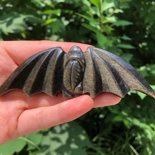 Natural Crystal Healing Stone, Hand Carved Bat, Home, Room.Aquarium Reiki Decorations