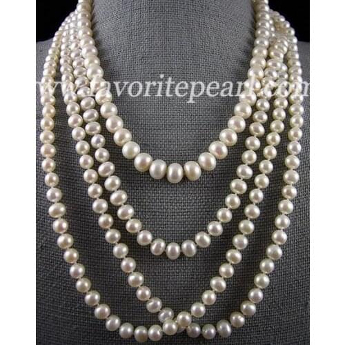 New Arrival Favorite Pearl Necklace 18-25 inch 7-10mm 4 Strand AA White Color Natural Freshwater Pearl Necklace Wedding Jewelry