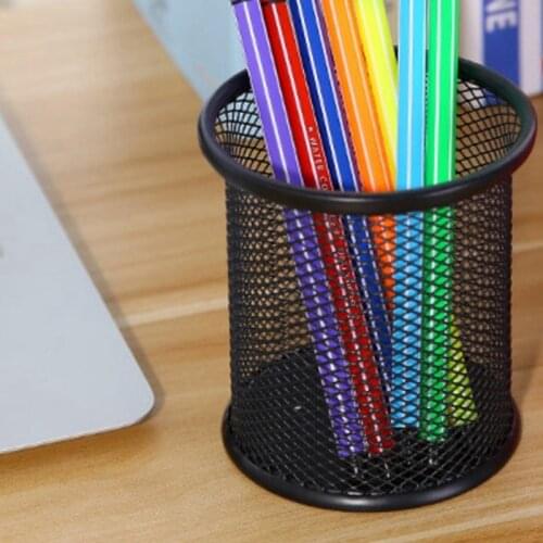 New Pencil Holder Office Desk Metal Mesh Pen Stand Pencil Stationery Holder Desk Organizer Stand Storage Pencil Case