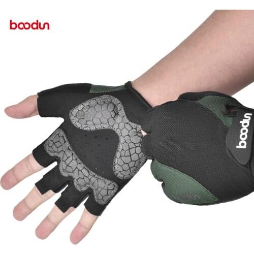 BOODUN Silicone Stitching Cycling Gloves Half Finger Gym Fitness Gloves Non-slip Breathable Camping Ridding Fingerless Gloves