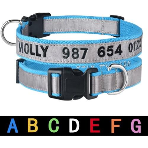 Personalized Nylon Embroidered Dog Collar Customized Puppy ID Name Collar for Small Medium Large Dogs Adjustable Pet Collar