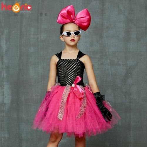 Fancy Leopard Girls Tutu Dress with Bows Headband Princess Birthday Party Photo Costume Kids Carnival Halloween Tulle Dress