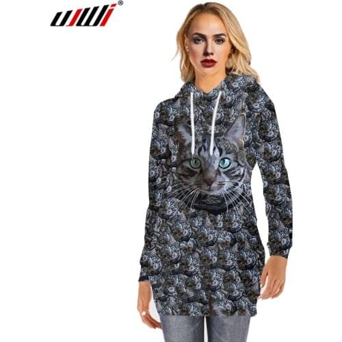 UJWI Animal cat Hoodie Dress Women 3D Hoodie Camouflage Fashion Streetwear Sweatshirt Pullover Tracksuits Customize Design Hoody