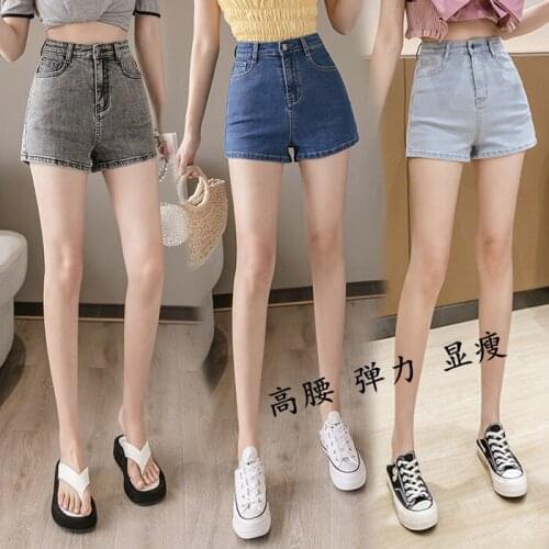 Shorts Women High Waist Stretch Denim Shorts Womens Summer A- Line Ropa Mujer