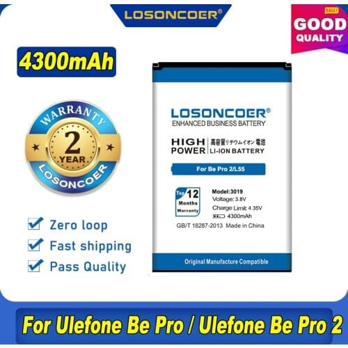 100% Original LOSONCOER 4300mAh 3019 Battery for Ulefone Be Pro / Ulefone Be Pro 2 / L55
