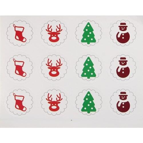 120pcs/lot Merry Christmas Santa Claus Deer Xmas Tree Decorative round self-adhesive sealing stickers Gift Stationery Sticker