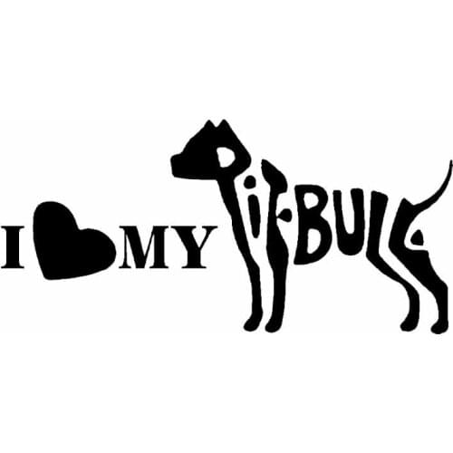 16.8CM*8CM I love My Pitbull Decal Dog Vinyl Decoration Funny Car Sticker Black/Silver C2-3199