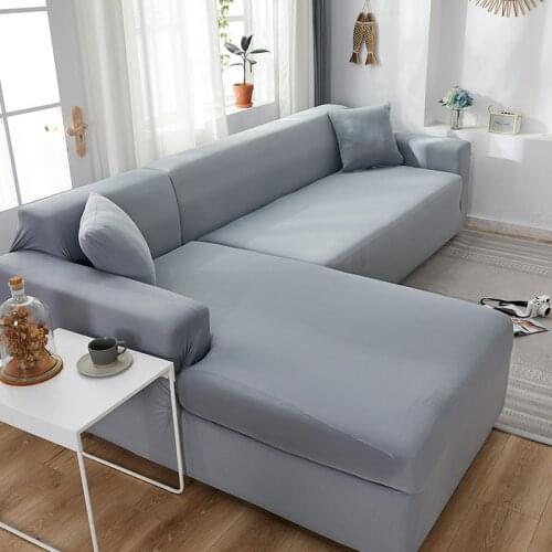 L Shape Need Buy 2pcs Sofa Cover Solid Color Corner Sofa Covers for Living Room Elastic Spandex Couch Cover Stretch Slipcovers