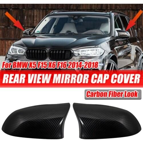 2PCS Rearview Mirror Cover Cap Balck Replacement the Original Fit for BMW F15 X5 F16 X6 F26 F25 X3 2014-2018 Car Accessories