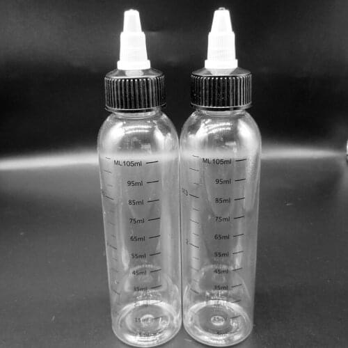 20pcs unicron bottle120ml/3OZ (105ml scale)silk printing scale bottle with twist off cap,hair gel water bpttle,e liquid bottle