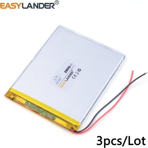 3pcs /Lot 3.7v lithium Li ion polymer rechargeable battery 397095 2800mAh For 7,8,9 inch tablet