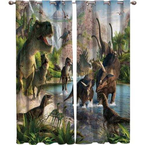 3D Cartoon Dinosaur Window Treatments Curtains Valance Living Room Curtain Curtains Outdoor Bedroom Fabric Decor Kids Curtain