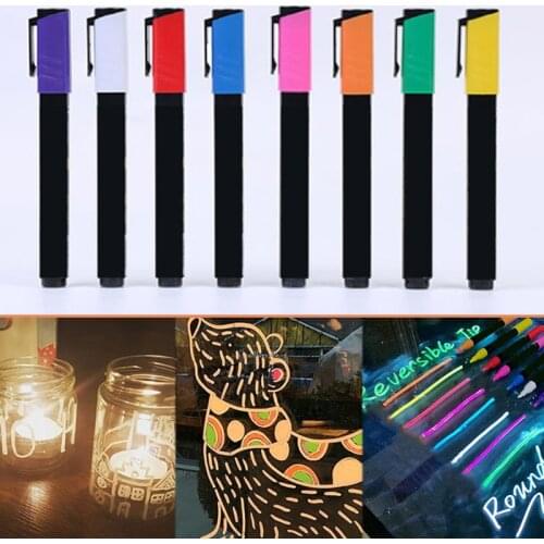 8 Pack Marker 6mm Reversible Fluorescent Markers Highlighters for LED Menu Board Bistro Board AD Drawing Marker Pens Supplies