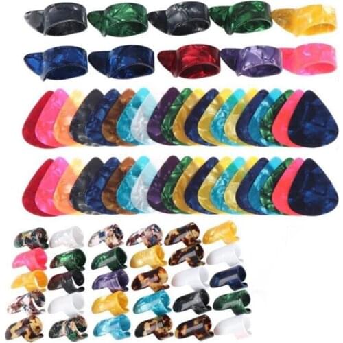 80 Pieces Colorful Guitar Picks Finger Celluloid Picks Guitar Plectrum Thumb Picks Index Picks for Guitar Pick