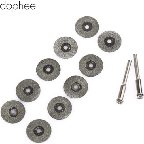 Dophee 10PCS Carbon Steel Diamond Wheel Blades Rotary Cutting Tool With 3mm Two Mandrel Arbor Cut Off Disc for Rotary Tools 18MM