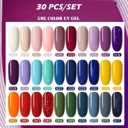 LILYCUTE 30 Gel Nail Polish Set Glitter Sequins Winter Color Hybrid Lacquers Base Top Coat Soak Off UV Led Gel Nail Art Varnish
