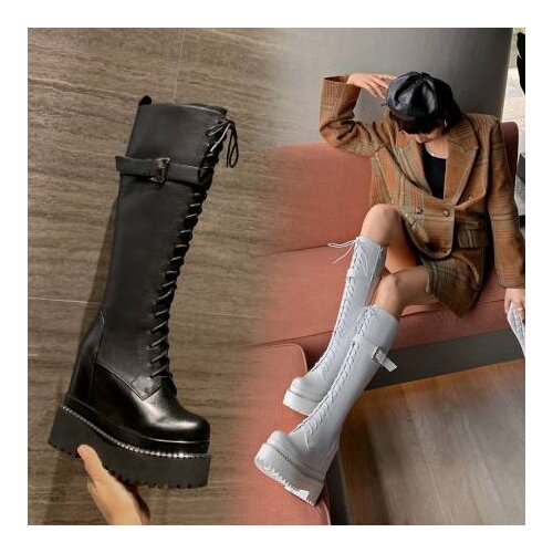 Inner increase Martin boots thick-soled womens boots spring and autumn short boots womens tide zipper boots mid-tube boots X64