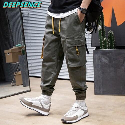 Men New Fashion Casual Cargo Pants Four Seasons Straight Trousers Pockets Drawstring Loose Fit Streetwear Cargo Patns Men 28-38