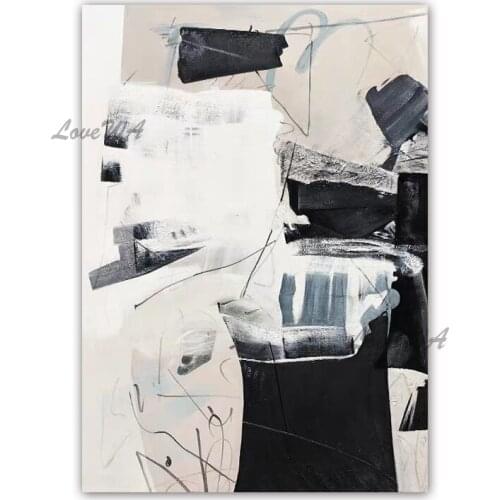 Black And White Abstract Oil Painting Canvas Wall Art Pure Hand Painted Canvas Wall Art Modern Home Decor Artwork Paintings