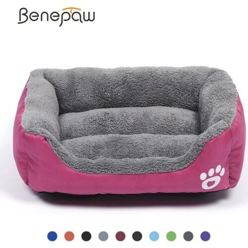 Benepaw S-3XL Warming Dog Bed Breathable 11 Colors Wear-resisting Dog House Soft Fleece Pet Cat Puppy Bed Waterproof Bottom