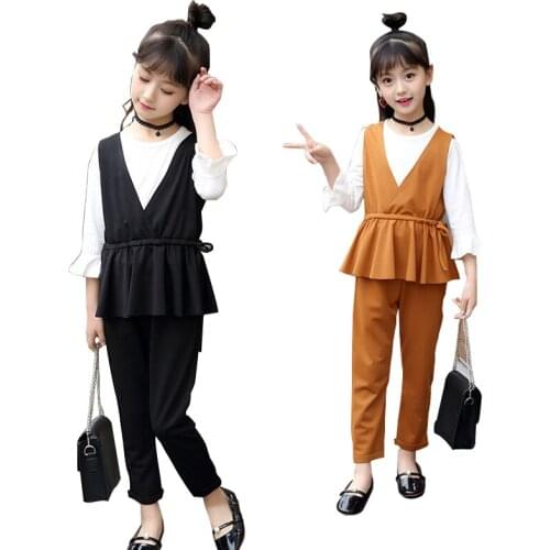 Girls Clothing Set Spring Autumn Kids Suits Teenage Girls Clothes Set 100% Cotton Big Kids Outfits for 5 6 8 10 12 14 Years