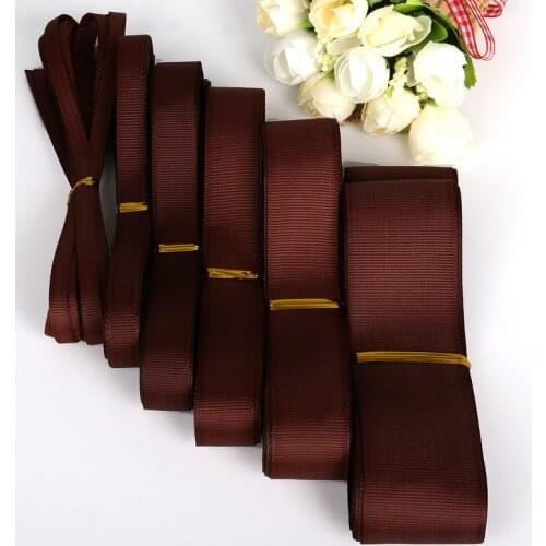 Brown Color 7-38MM 5yards Gift Packing Grosgrain Ribbon for Wedding Party Decoration DIY Handmade Crafts Garment Materials